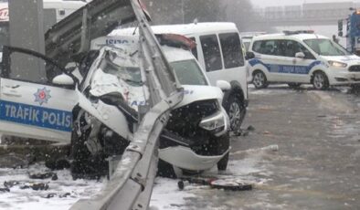 Beşiktaş’ta sivil polis aracı, trafik polisi aracına arkadan çarptı: 3 polis yaralandı