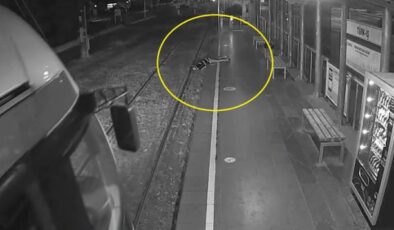 Bir anda fenalaşıp tren raylarına yığılan kadını, tramvay sürücüsünün dikkati kurtardı