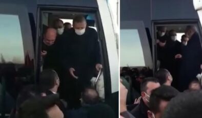 Cumhurbaşkanı Erdoğan’ın bindiği otobüsün önüne geçen vatandaşlar, Sıddık Erikli isimli kişiyi şikayet etti