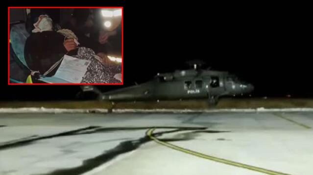 Kalp krizi geçiren vatandaş polis helikopteriyle hastaneye ulaştırıldı