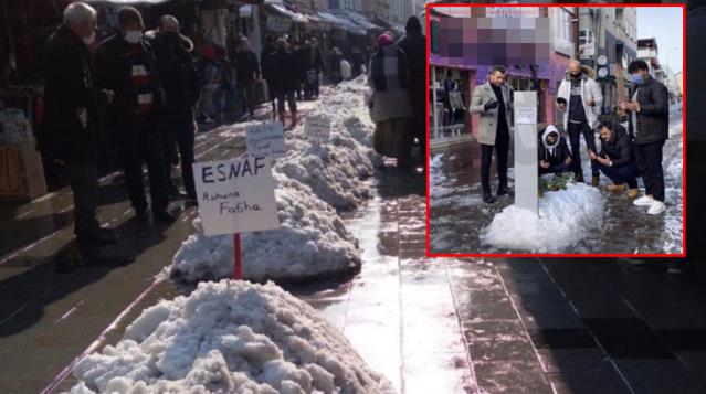 Pandemiden etkilenen işletmeciler kardan mezar yaptı: Esnaf öldü