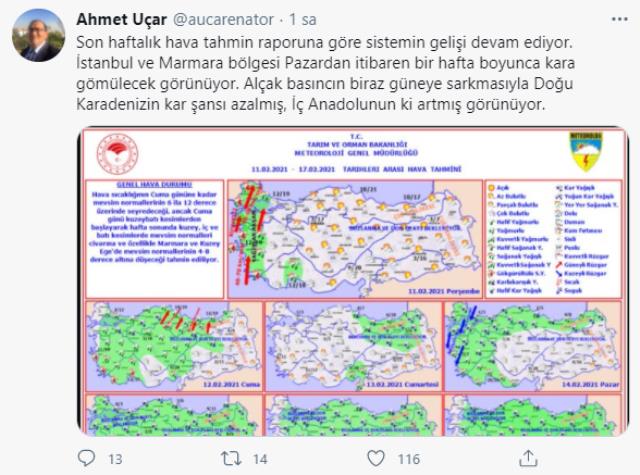 Meteoroloji uzmanlarından art arda uyarılar: İstanbul pazar gününden itibaren bir hafta boyunca kara gömülecek