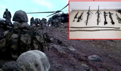 PKK’nın 13 vatandaşımızı şehit ettiği mağarada çok sayıda silah ve mühimmat ele geçirildi