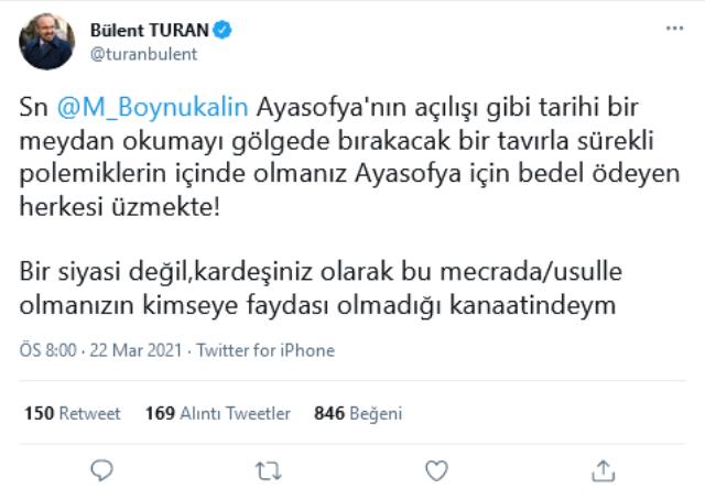 AK Partili Bülent Turan'dan Ayasofya İmamı'na tepki: Bu mecrada olmanızın kimseye faydası yok