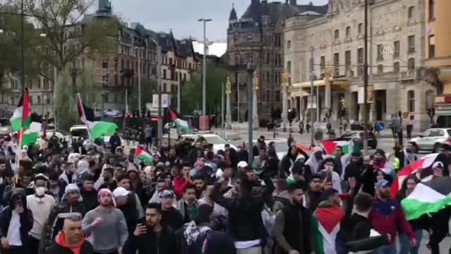 STOCKHOLM - İsveç'te, İsrail'in Filistin'e yönelik saldırıları protesto edildi