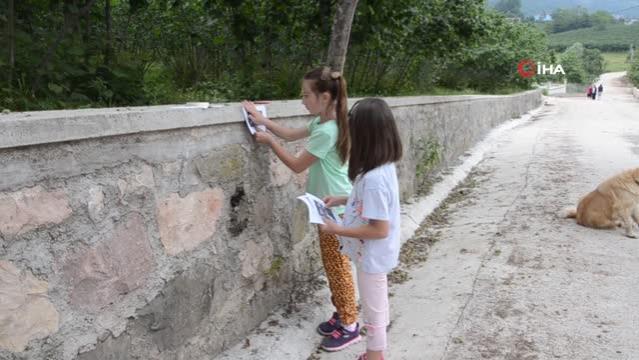 Ordu'da iki kız kardeş hazırladıkları afişlerle kaybolan ördeklerini arıyor